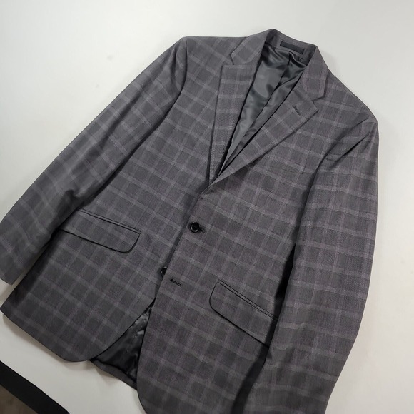 Kenneth Cole Grey Windowpane Plaid Suit Jacket Mens 38R‎ 38 Glen Plaid - Picture 4 of 11